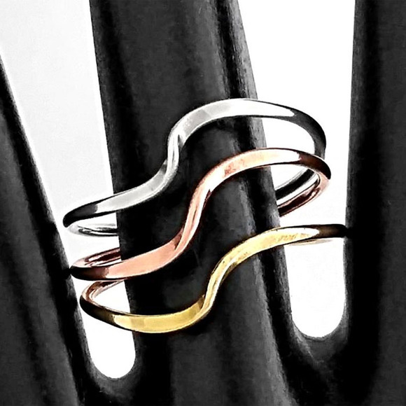 Costello International Jewelry - Tri-Metal Silver Bronze Copper Wave Rings